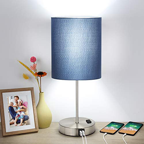 Touch Bedside Lamp with USB Ports Aooshine Modern Teal Aqua Table Lamp with 2 3 